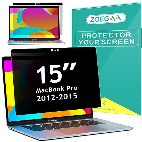 ZOGEAA Privacy Screen MacBook Pro 15 Inch (2012-2015), Magnetic Removable Anti Blue Light Glare Peep Filter Black Out Screen Protector for Mac 15.4 Inch Laptop Model (A1278 A1286 A1398)