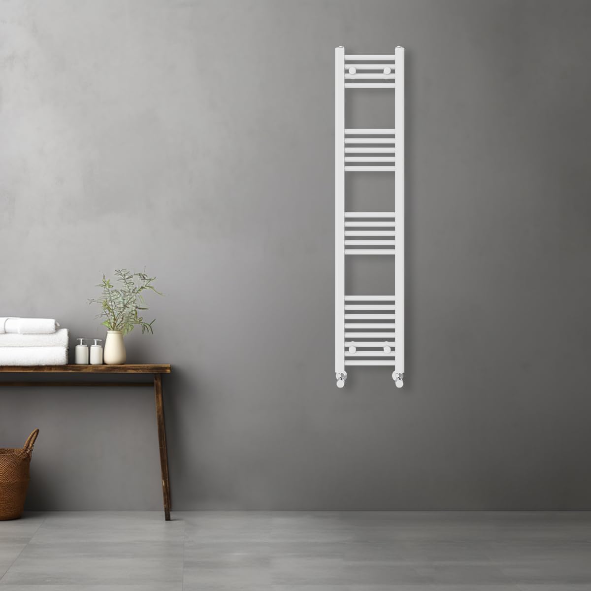 Warmehaus White Contemporary Straight Heated Bathroom Towel Rail Radiator Rad - 1400X300mm