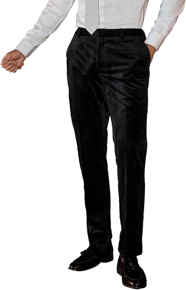 Amazon.com: Men's Classic Fit Velvet Dress Pants Expandable Waist
