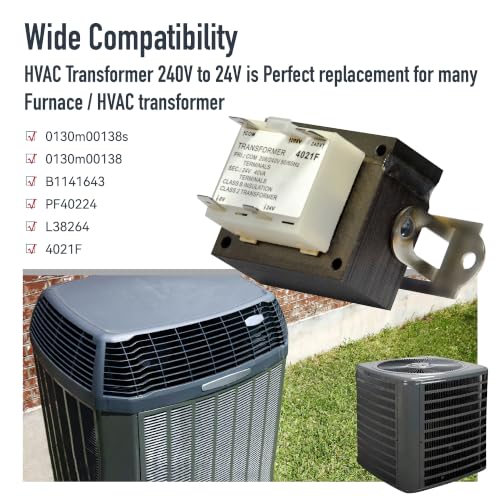 Image of 2 PCS 0130M00138S 240V to 24V Transformer Compatible with Goodman Amana 40VA Furnace Transformers, HVAC Parts Replaces B1141643 PF40224 L38264, 208 /240V to 24V Furnace Transformer, Class 2 Control