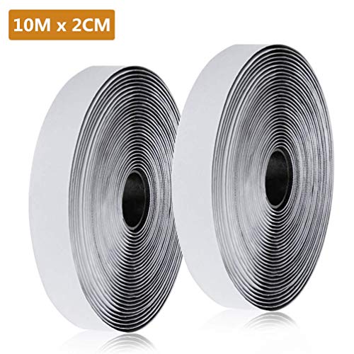 Preisvergleich Produktbild BUYGOO Klettband Selbstklebend Extra Stark 10M - Klettverschluss Selbstklebend 10m x 2cm Doppelseitiges Klettband Selbstklebendes Flauschband Hakenband Schwarz
