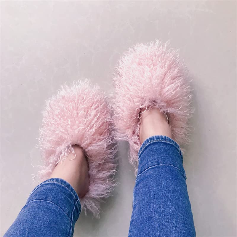 MH Bailment Women's Faux Curly Fur Slippers Fuzzy Fluffy Fashion Slippers Warm House Shoes Indoor Outdoor Winter2
