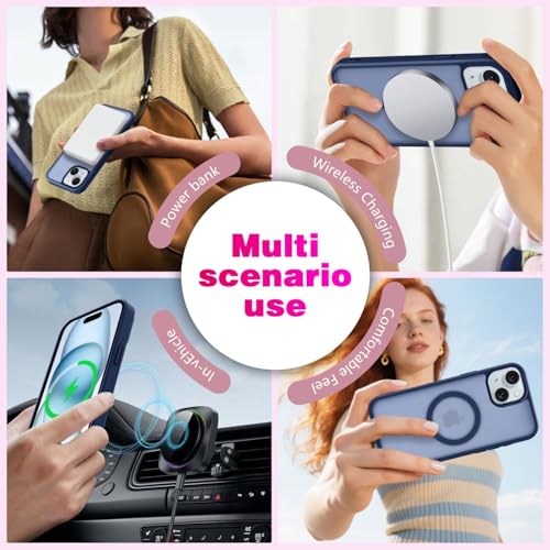 Image of for iPhone 15 Case | Frosted Translucent Hard Back Cover | Slim Translucent Matte Shockproof | Compatible with Mag-Safe (Blue)