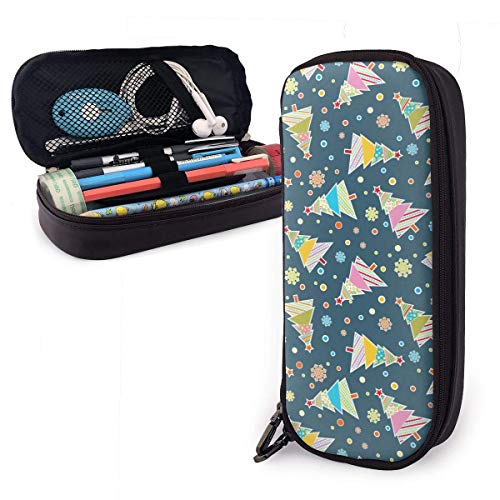 Preisvergleich Produktbild Federmäppchen Mäppchen Weihnachtsbaum Happy Colourful Snowflakes Themed School Bleistiftetui Halter Beutel Office Pen Box Reißverschlusstasche Set Pu Leder Reißverschluss Zubehör