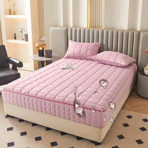 Protector de colchón impermeable Queen/King de 150 x 200 x 25 cm, tela cepillada suave con cremallera, protección de seis lados, cómoda funda de cama ajustable, cubrecolchón
