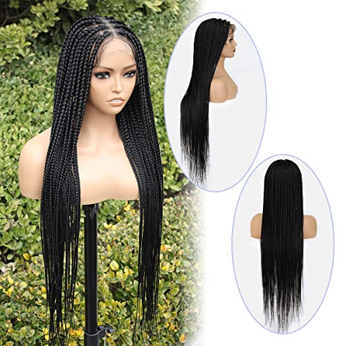 Kraler 36" Full Lace Braided Wigs For Black Women Knotless Box Braid Wig Lace Front Wigs Square Based Pre Plucked With Baby Hair #TOP2
