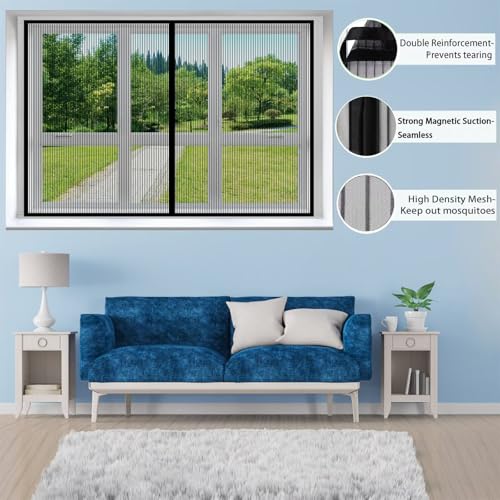 Magnetyczna moskitiera 85x110cm do okien Windows magnetyczna moskitiera Automatyczna klapka dla kota kompatybilna z moskitierą,biały