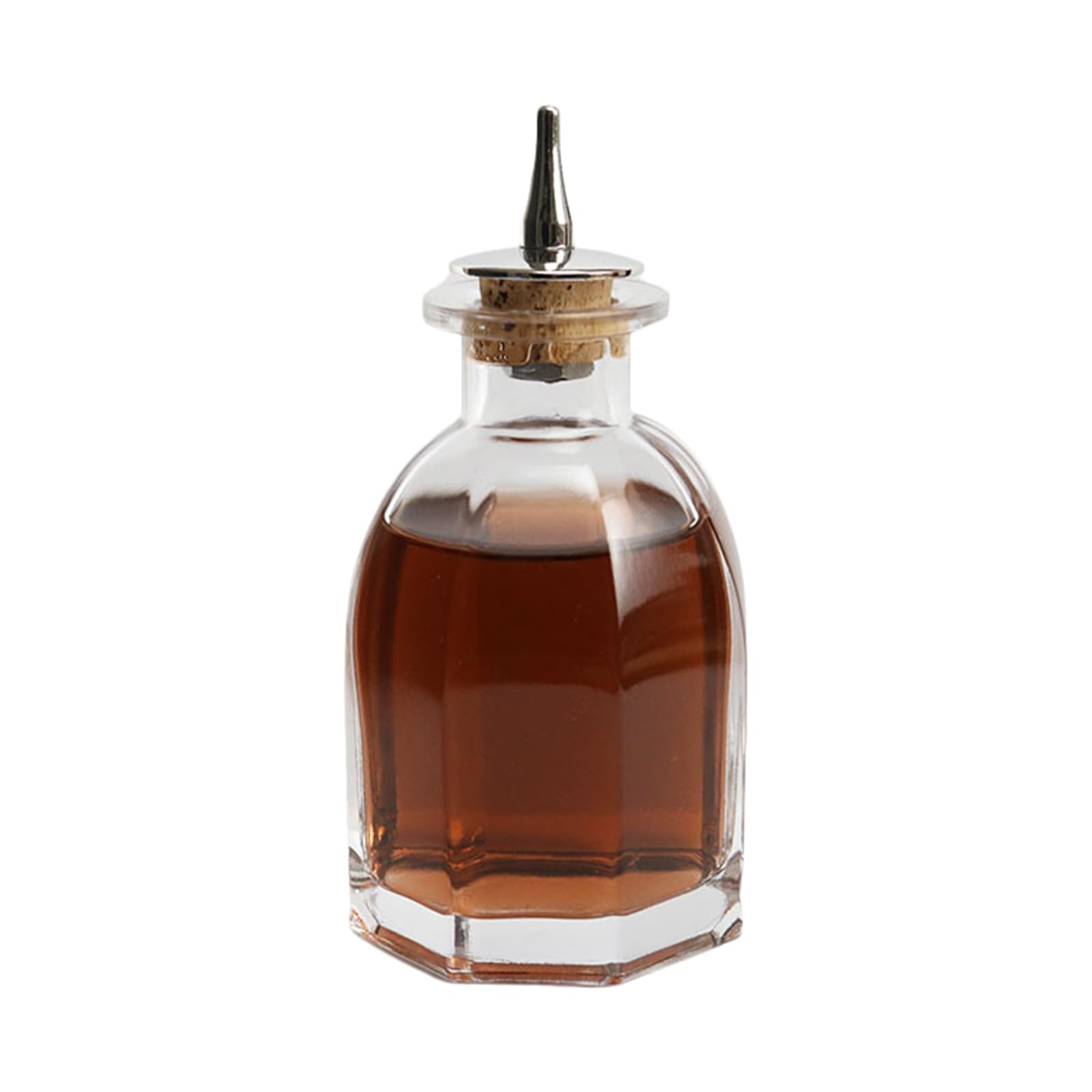 Tsophreniq Handcrafted Oval Striped 90ml Glass Liquor Bottle with Golden Cap Liquor Container Great for Wine Storage and Display Artistic House Club Accessory
