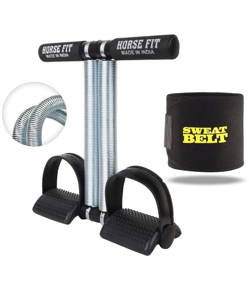 HORSE FIT Tummy Trimmer Double Spring with Sweat Belt Combo Weight Loss, Belly Fat Burner, Fitness Equipment For Men & Women Home Gym-Abs Exerciser-Sweat Belt Free Size (BLACK) (B0D8FYHG4D) Amazon Price History, Amazon Price Tracker
