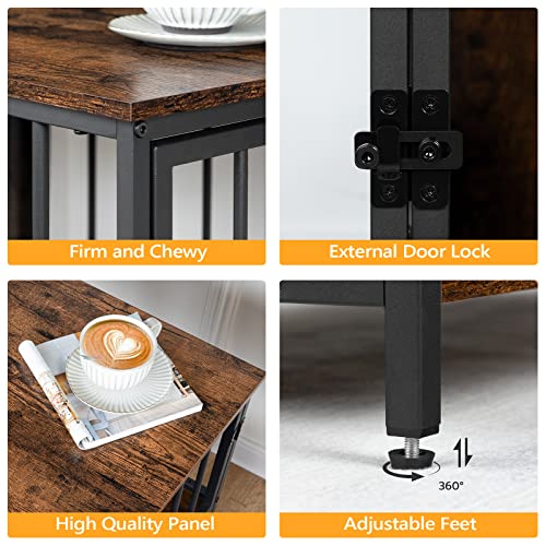 Alloswell Dog Crate Furniture, Wooden Dog Crate End Table, 26.8" Heavy Duty Indoor Decorative Dog Crate With Chew-Resistant Iron Bars, Indoor Dog House For Small/Medium Dogs, Rustic Brown Dchr0401 #TOP4