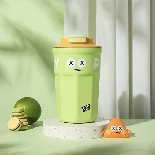 Vista 3 de Bonita taza de café de 12 onzas para mujer, de acero inoxidable, reutilizable, a prueba de fugas, con tapa y asa, gran regalo para mujeres y niñas