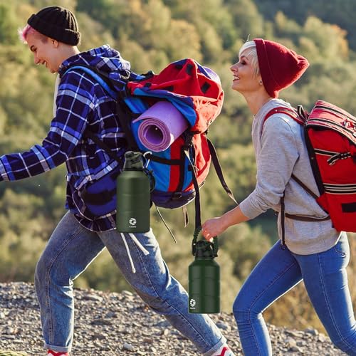Stainless Steel Insulated Half Gallon Water Bottle, Magnetic Lid, Keep Cold & Hot Outside Gyms
