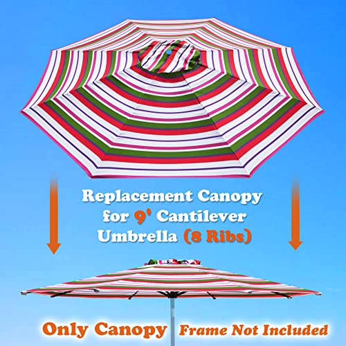 Strong Camel Patio Umbrella Replacement Canopy Cover For 9Ft 8 Ribs Umbrella Market Table Top Sunshade Cover Outdoor (Canopy Only) #TOP2