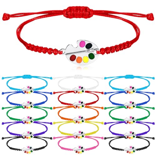 Landical 20 Pcs Art Painting Bracelets Artist Gifts Painter Artistic Bracelets with Paint Palette Charm Painter Jewelry for Art Paint Rainbow Graduation Birthday Party Favors, 10 Colors