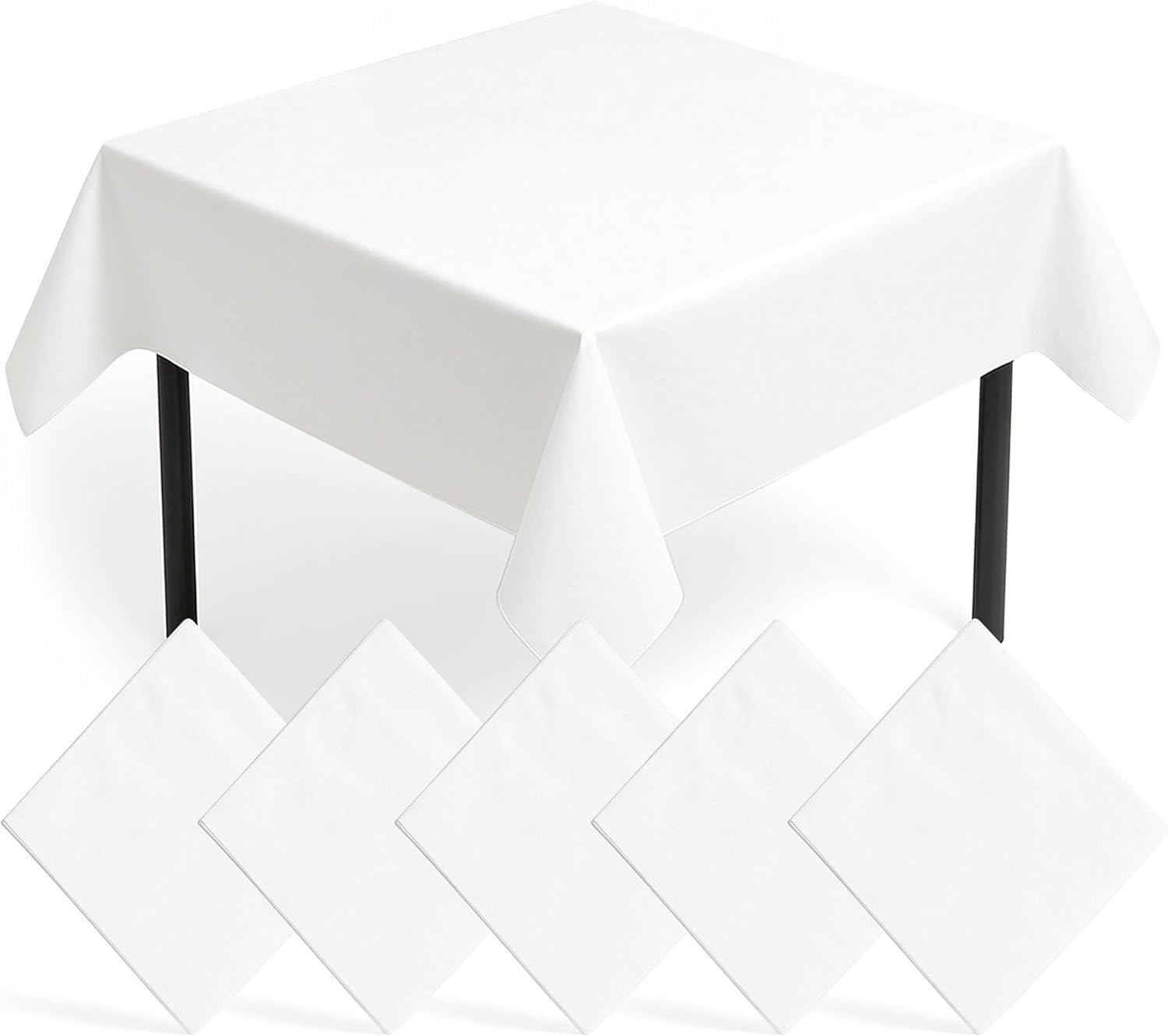 SOL 5pk White Paper Table Covers 90x90cm Tablecloths for Parties Cover Disposable - Thick Absorbent Design - Easy Clean Up for Weddings, Craft Activities, Kids’ Meals, Village Halls & Family Events