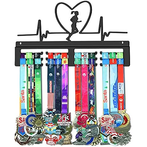 WEBIN Medal Hanger for Women's Running,Marathon Medals Display Rack,Black Sturdy Steel Metal Holder,Wall Mount Over 50 Medals Cover