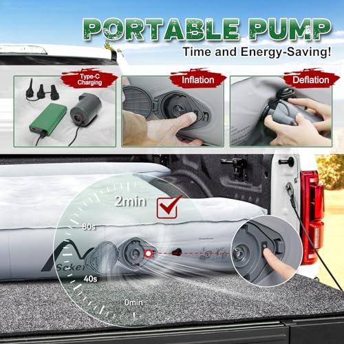Sokeface SF-CS027 Truck Bed Mattress For 5.5-5.8Ft Short Truck, Maximized Space Design, Effortless Setup,Wireless Rechargeable Pump, Full Size, With Carry Bag, For Truck Campingtravel Outdoor, Patent Pending thumb #4