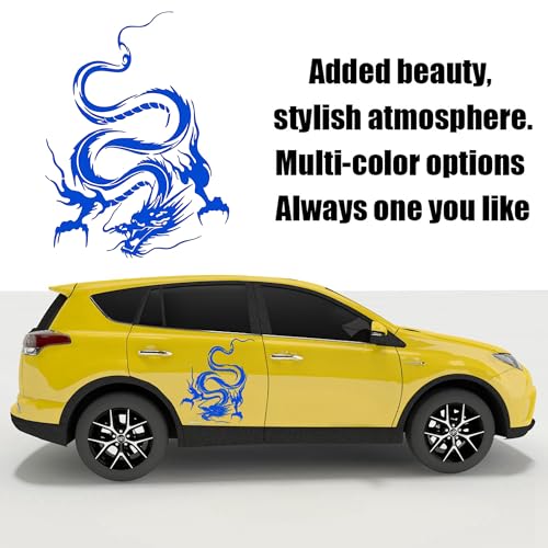Image of Dragon Graphic Car Hood Sticker Self-Adhesive Vinyl Graphics Decals 19.69'' x 14.57'', Blue