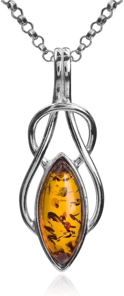 Ian and Valeri Co. Amber Sterling Silver Celtic Pendant Necklace Chain 18 Inches