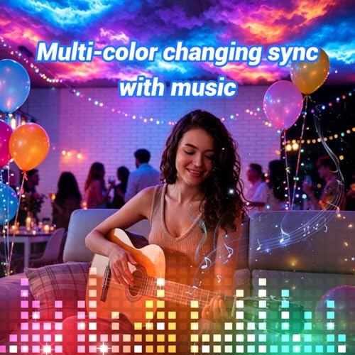 Image of FUSLITE 2026 New 3D Thundercloud LED Light Cotton Lightning Cloud Colorful Atmosphere Night Light, DIY Creative Cloud Lights Gaming Room Garage Club Bar dj Party Light, Restaurant, 32 Feet