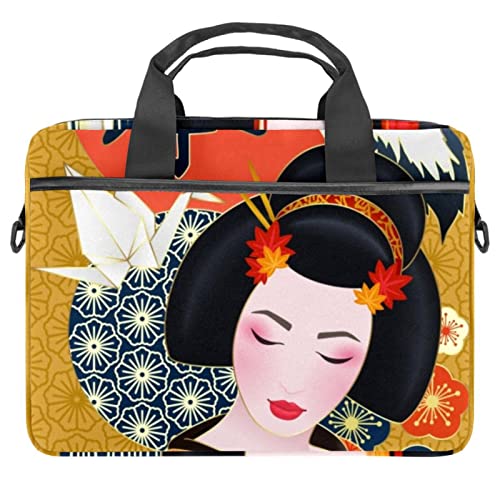 Housse ordinateur portable 13,3 pouces violette sacoche bandoulière geisha japonaise