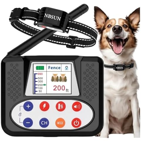 NBSUN Electric Wireless Dog Fence, 2024 Wireless Fence with Dog Training Collar, 2.4G PFC Antenna, Rechargeable Dog Containment System Adjustable for Large Medium Small Dogs Cover
