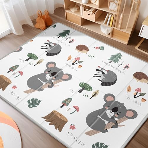 Image of Baby Play Mat, PIGLOG Extra Large Foldable Play Mat for Babies and Toddlers, Infants, Upgraded Tear Proof Baby Crawling Mat, Reversible Waterproof Portable Playmat for Indoor Outdoor 71" x 79", Koala