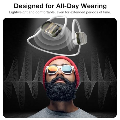 Image of Purity Air Open Ear Headphones - True Air Conduction Wireless Bluetooth Open Ear Earbuds with Dual Mic for iPhone /Android - Secured Long Wearing Comfort, Sports Sweat Resistant (JECE162)