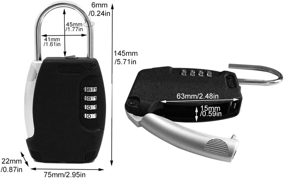 Portable Key Lock Box Villa with Hook Secret 4-Digit Password Combination Home Office