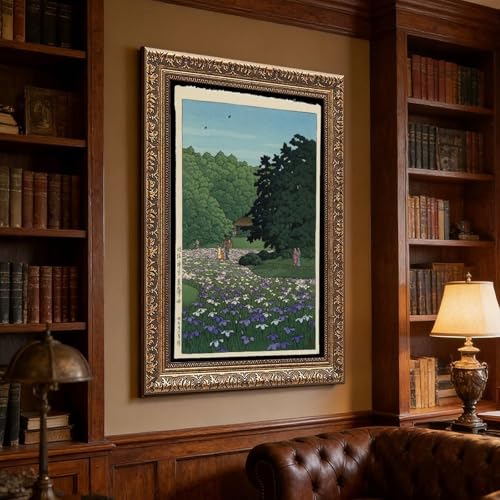 Iris Garden at Meiji-jingu par Kawase Hasui : toile déco pour bureau