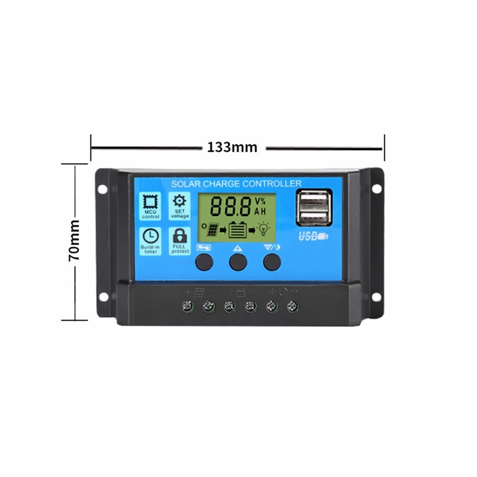 Regulator Słoneczny PWM 60A 50A 40A 30A 20A 10A Kontroler Ładowania I Rozładowania 12V 24V Automatyczny Regulator Słoneczny LCD Z Podwójnym USB 5V(40A)