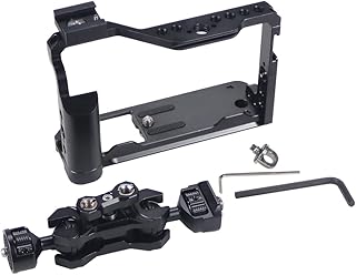 BGNing Aluminum Camera Cage Compatible with Fujifilm X-E4 Form-Fitting Border Frame w/Cold Shoe Arri Mount Handgrip Wristband Light Monitor Holder (Combo G)