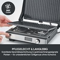 SEVERIN Kontaktgrill SEVINI FLEX, 3-in-1 Multikontaktgrill, hochwertige Keramikbeschichtung, XL-Grillfläche, spülmaschinengeeignete Grillplatten, Burger, Panini, 2000W, schwarz/Edelstahl, KG 2380 – Ansicht 6