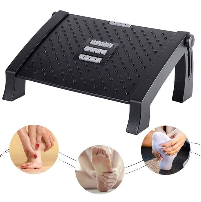 Image of Foot Rest for Under Desk at Work - Ergonomic Foot Stools for Under Office Desk - Rocking Footrest with Roller Massager - Leg Rest for Chair, Computer Gaming - Promote Leg Circulation (Style 3, Black)