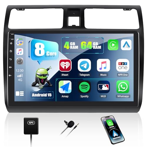 [4+64G 8-Core] CAMECHO Android 15 Autoradio pour Suzuki Swift Carplay 2003-2010 avec Nav sans Fil CarPlay, 10.1