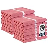 LANE LINEN Kitchen Towels Set - 100% Pure Cotton Dish Towels for Kitchen, Super Absorbent Kitchen Hand Towel, Tea Towels, Soft & Durable Dish Cloths, Pack of 12 – 14”x25”, Red