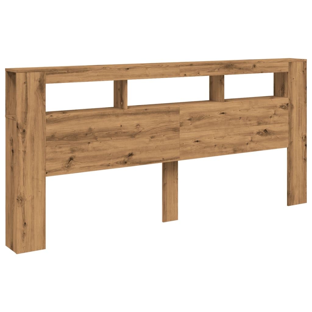 vidaXL LED Headboard Artisan Oak 220x18,5x103,5 cm Engineered Wood