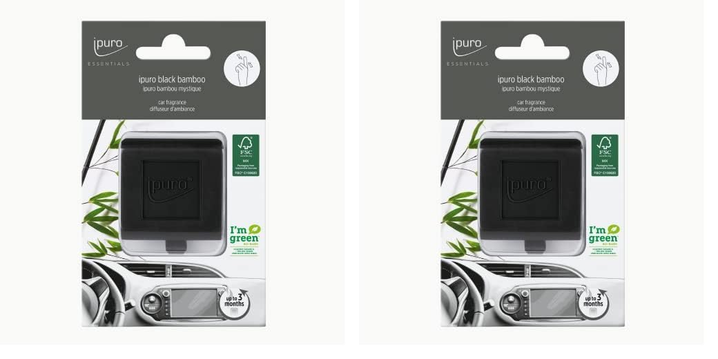 ipuro - erfrischender ipuro black bamboo Auto Duft - dezenter Lufterfrischer fürs Auto mit grünen & holzigen Noten - angenehmer Auto Lufterfrischer für ein puristisches Dufterlebnis bis zu 3 Monate