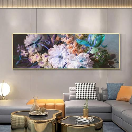 Toile d'art contemporain fleur violette affiches botaniques décoration murale 40x120cm