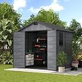 UDPATIO Resin Storage Shed 8x6 FT, Plastic Outdoor Storage Shed for Patio