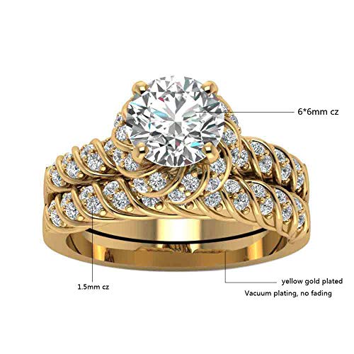 ringheart Couple Rings Matching Ring CZ Yellow Gold Plated Women Wedding Ring Sets for Him and Her Rings3