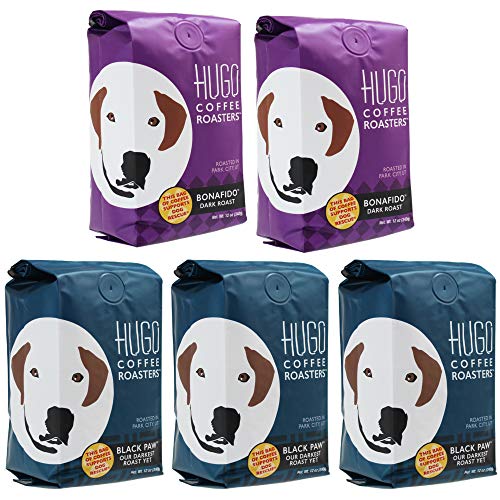 Hugo Coffee Ground Coffee Black Paw Dark French Roast And Bonafido Dark Roast Coffee Bundle (5 Bags Total) #TOP30