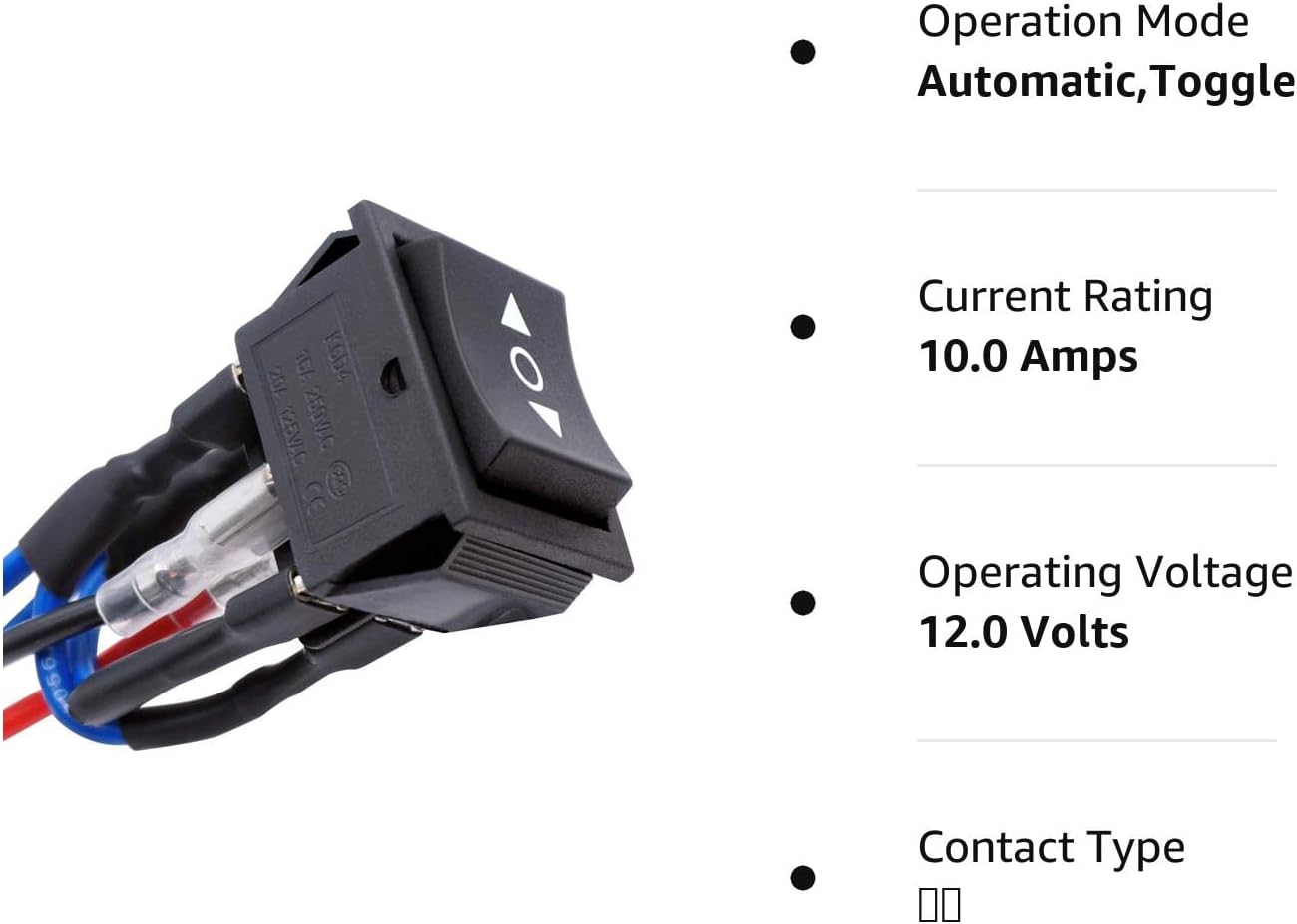 TWTADE Momentary Polarity Reverse Switch DC 12V 10A Motor Control 6 Pin 3 Position (ON)-Off-(ON) AC 110V-220V Black Boat Rocker Toggle Switch with Wire KCD2-223-JT