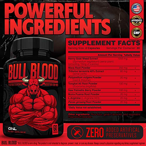 Bull Blood Ultimate Testosterone Booster for Men - Male Enhancing Pills - Enlargement Supplement - High Potency Endurance, Drive, and Strength Booster - Thumbnail 7