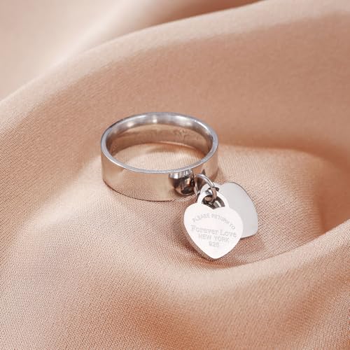 Rings with Heart for Girlfriend,Forever Love 6mm Heart Dangle Ring Graducation Gift 18k Gold Plated Rings for Sister Daughter Mom Friend Ring Jewelry2
