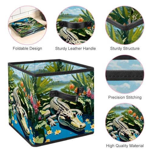Boîte de rangement pliable crocodile grand cube déco - 5