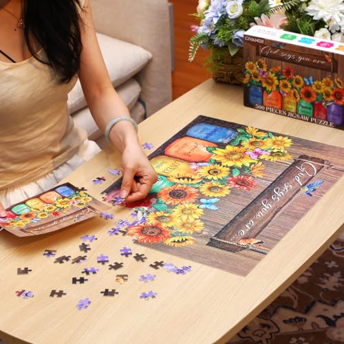 Rompecabezas cristiano de 500 piezas para adultos, con versículo bíblico inspirador, regalos religiosos para mujeres, decoración para pared estilo granja miniatura 3
