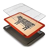 Trinity Provisions Meat Resting Pan - With Wire Rack and Silicone Baking Mat - Dishwasher and Oven Safe Stainless Steel, for Cooking and Cooling Steak, BBQ, Bacon, More