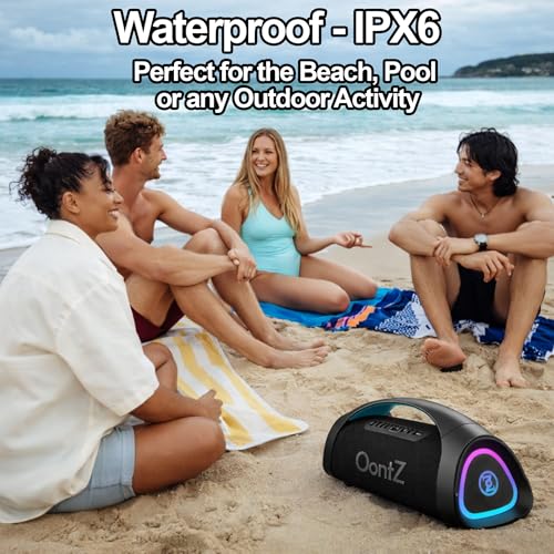 Image of OontZ Angle 3XL Ultra Gen 2 Bluetooth Speaker, 300W, Karaoke, Light Show | X-Bass, 16-hour playtime, 100-ft range, IPX6 protection, included karaoke mic and power bank