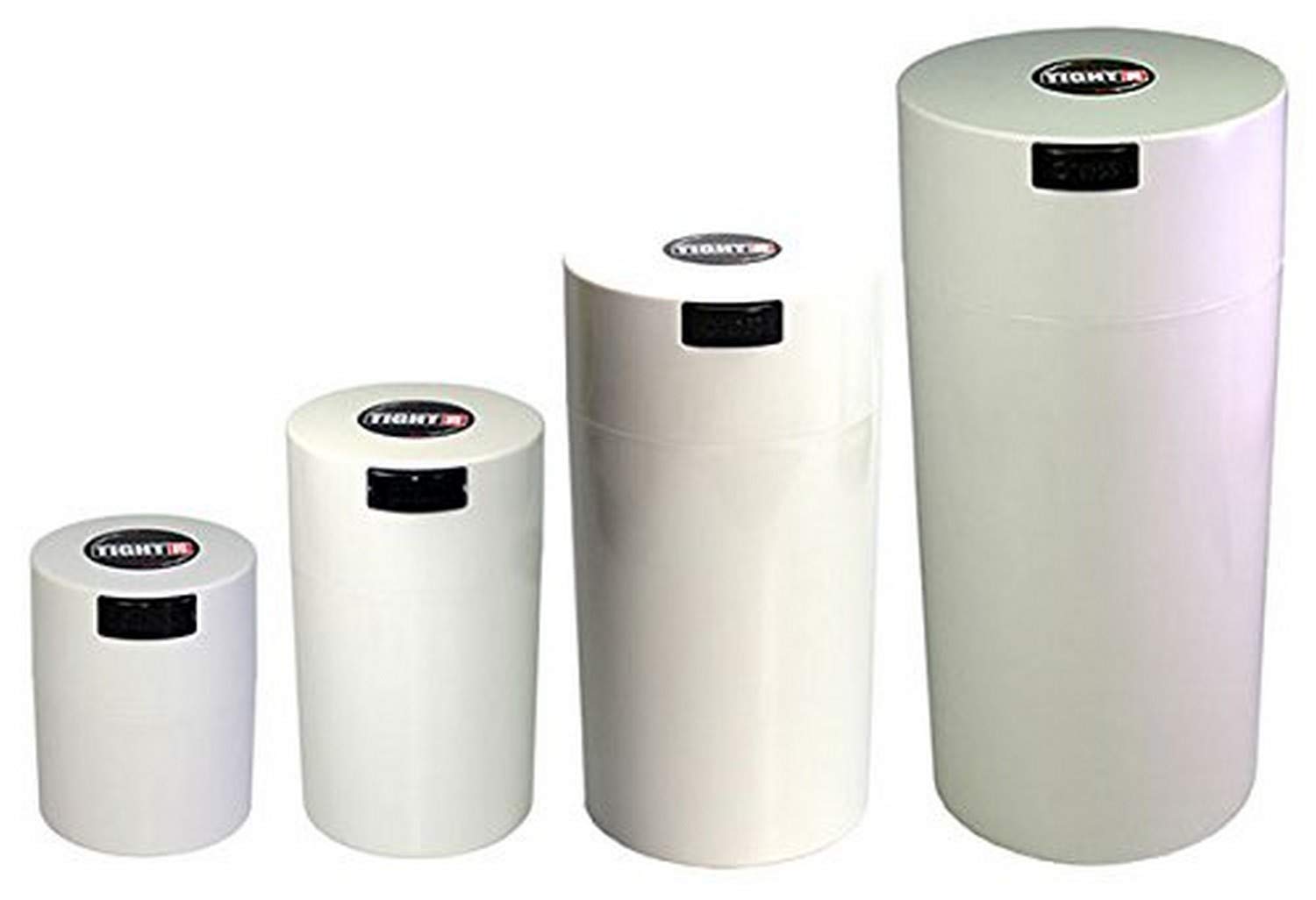Tightvac gniazdo zestaw 4 pojemników do przechowywania suchych towarów próżniowych, 4 rozmiary: 60 ml, 325 ml, 12 uncji, 15 uncji, 15 uncji, 90 ml, biała czapka/biały korpus